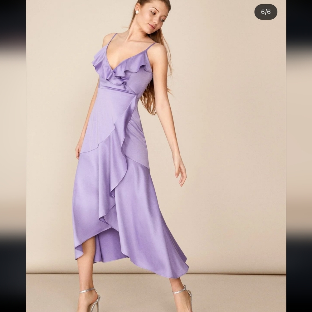 Express Lilac Asymmetrical Ruffle Dress
